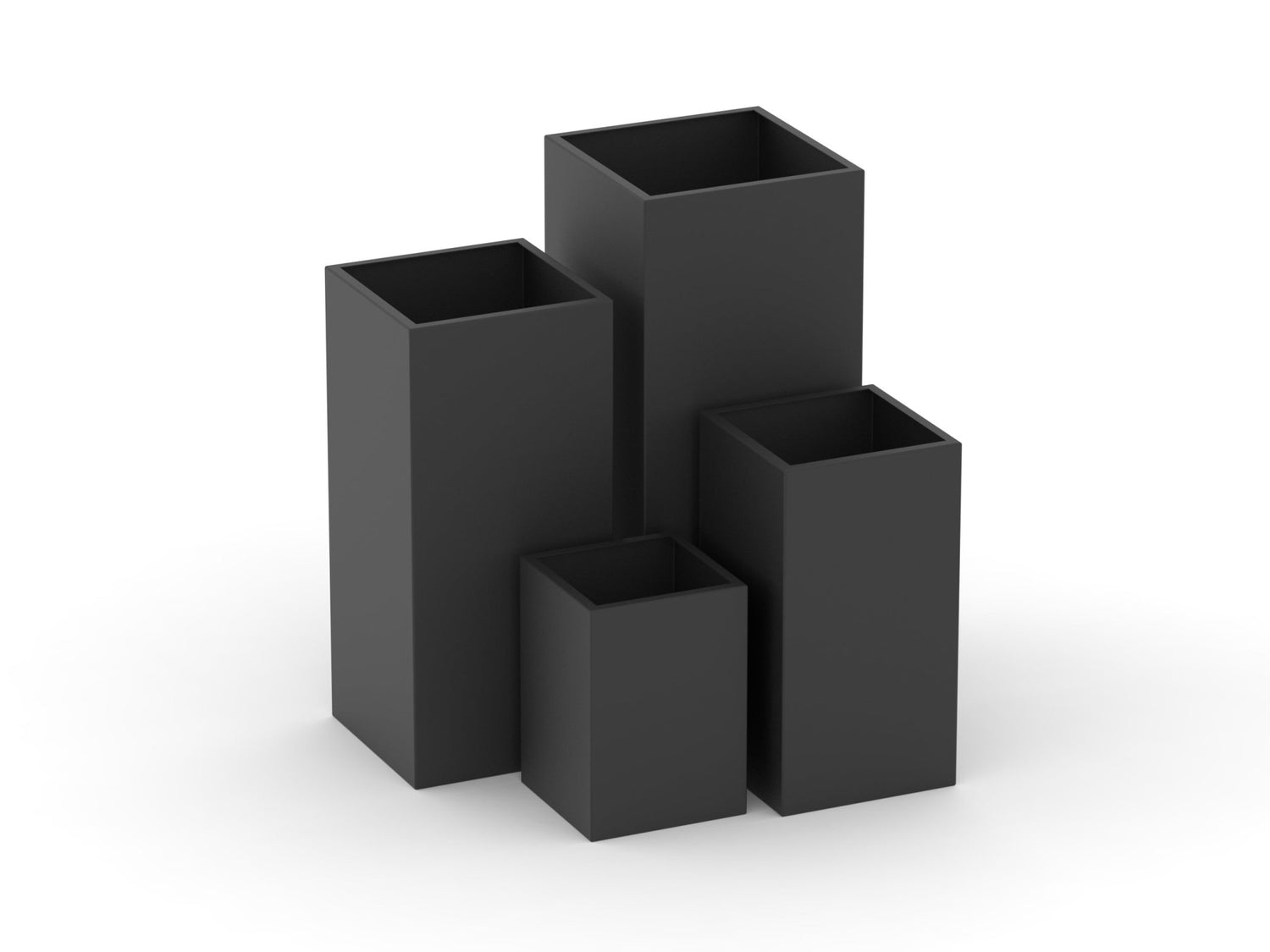 A Semi-Gloss Black Squared Column Aluminum Planter