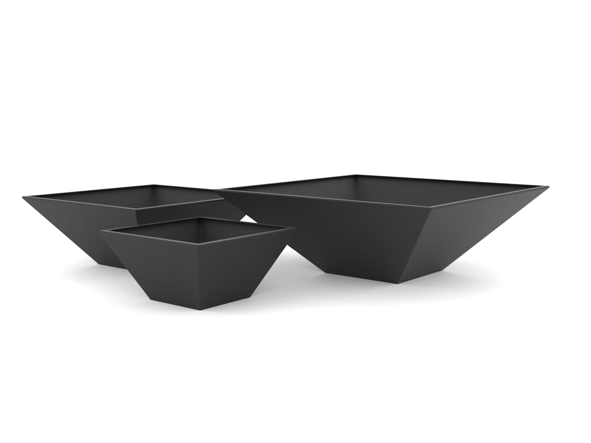 A Semi-Gloss Black Shallow Frustum Aluminum Planter