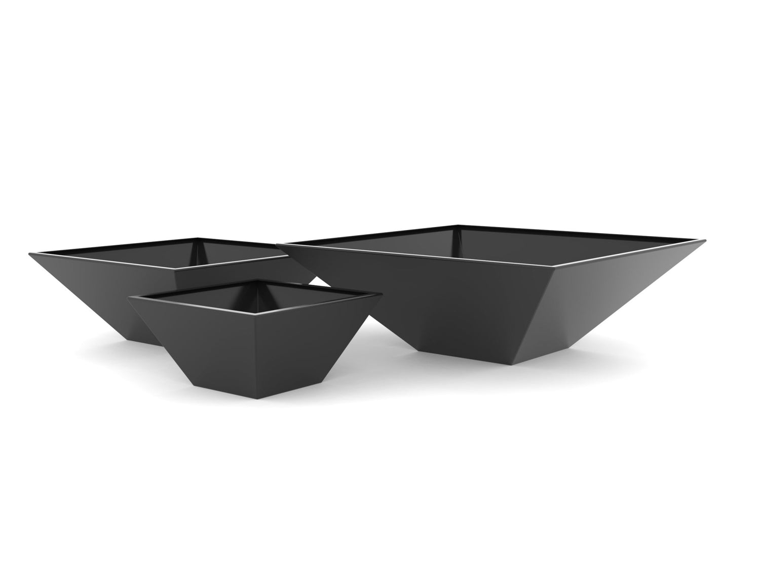 A Fine-Texture Black Shallow Frustum Aluminum Planter