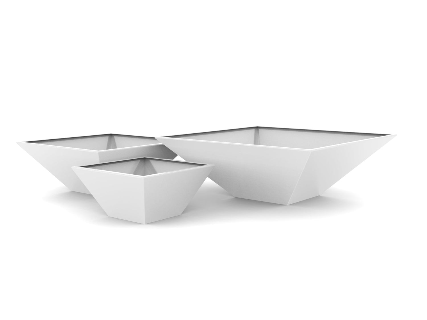 A Semi-Gloss White Shallow Frustum Aluminum Planter