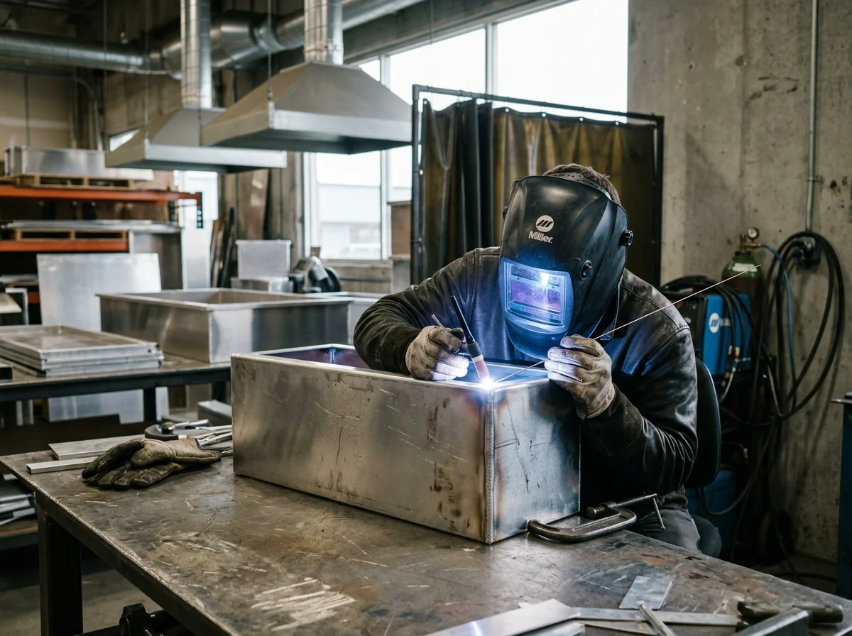 TIG welding planter seams at the Langley facility
